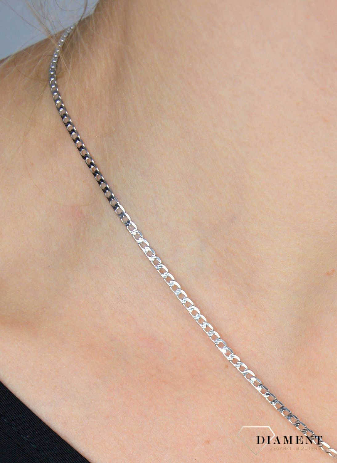 Złoty łańcuszek 585 pancerka pave białe złoto DIA-LAN-1127PAVE-585B 2,5mm.jpg